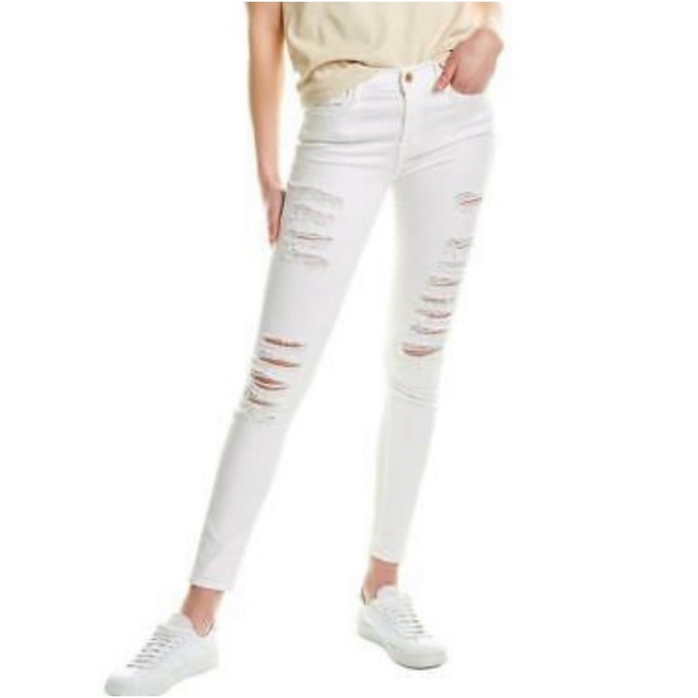 FRAME Denim Le Skinny Distressed Ripped White Stretch Skinny Jeans Womens 24 EUC